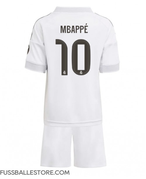 Günstige Real Madrid Kylian Mbappe #10 Heimtrikotsatz Kinder 2025-26 Kurzarm (+ Kurze Hosen)